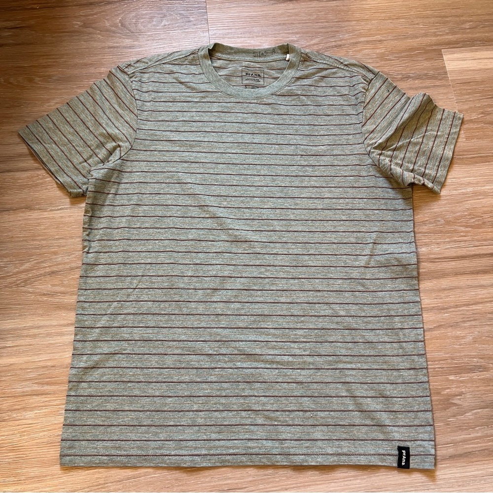 prAna Striped Short Sleeve Tee Green Size Small Casual Shirt men’s